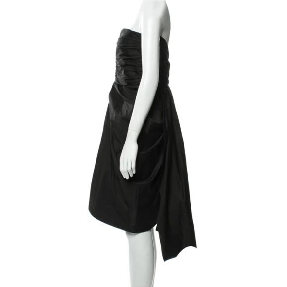Rickie Freeman for Teri Jon Formal Mini Dress Sz 2 BLACK SILK Strapless Wedding - Picture 6 of 15